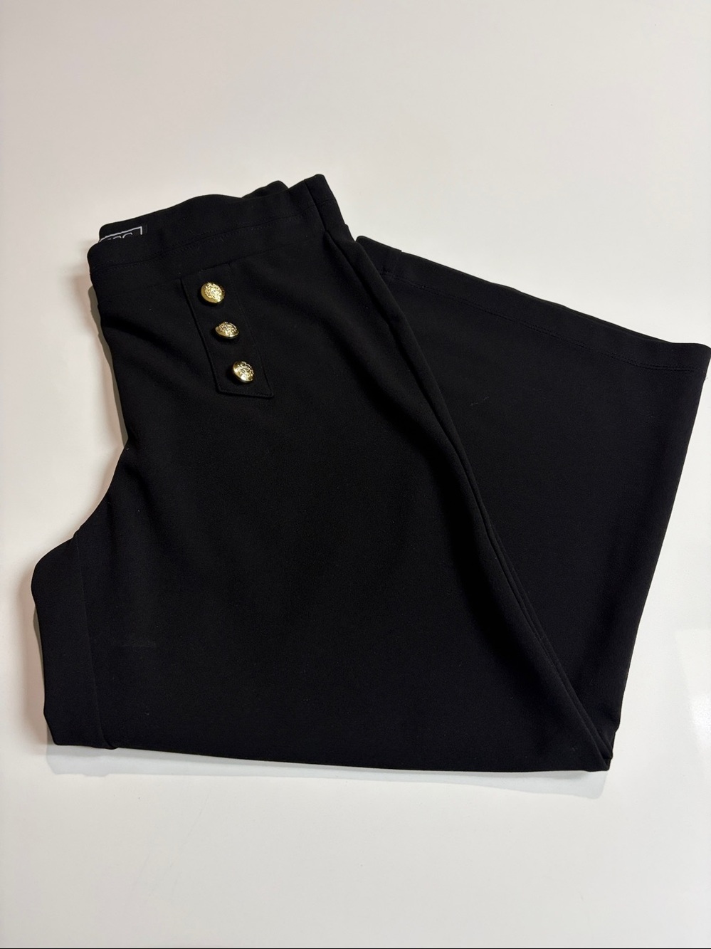 New York & Company Black Wide Leg Pants with Gold Buttons - Picture 4 of 4